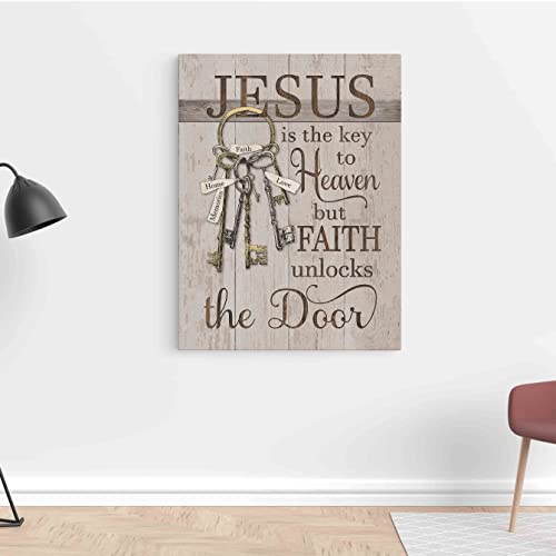 Metall-Blechschild im Retro-Stil, 14 x 20 cm, Jesus ist der Schlüssel zum Himmel, aber der Glaube entsperrt die Tür, Vintage-Gott, Jesus, Jesus, Liebhaber, Geschenk, christlicher Stil, nostalgische von Cardigirl