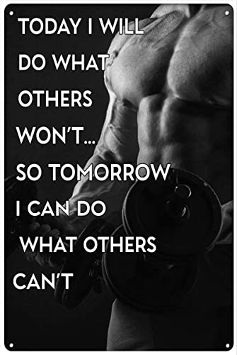 Metall-Blechschild im Retro-Stil, 20,3 x 30,5 cm, Bodybuilding, Bodybuilding, Fitnessstudio, Poster, Today I Will Do What Others Won't Poster, Heimdekoration, rustikale Heimdekoration, lustige von Cardigirl