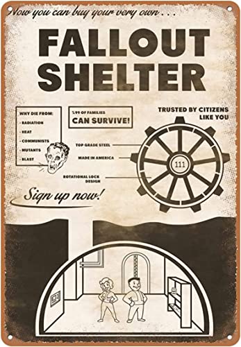 Retro-Metall-Blechschild, 20,3 x 30,5 cm, Fallout Shelter, Retro-Aluminiumschild für Zuhause, Kaffee, Wanddekoration, rustikale Heimdekoration, lustige Raumdekoration, Aluminiumschild für von Cardigirl