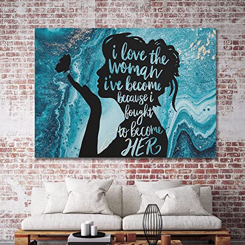 Retro-Metall-Blechschild, 20,3 x 30,5 cm, "I Love The Woman I've Become Because I Fought to Become Her Poster und Strong Woman", Wandkunst, Wanddekoration, rustikale Heimdekoration, lustige von Cardigirl