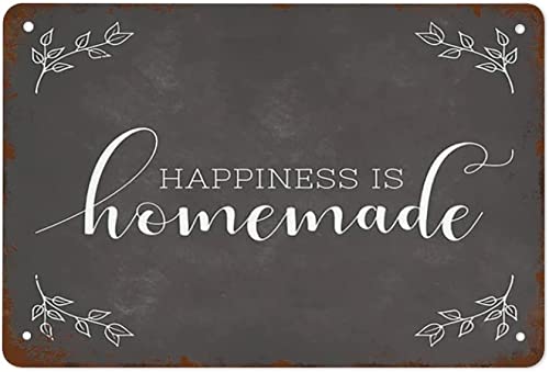Retro-Metall-Blechschild, 20,3 x 30,5 cm, Motiv: Happiness is Homemade Kreidetafel, moderne Bauernhaus-Kunst, geeignet für Zuhause und Küche, Bar, Café, Garage, Wanddekoration, rustikale von Cardigirl