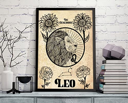 Retro-Metall-Blechschild, 20,3 x 30,5 cm, Motiv: Löwe, Vintage-Poster, der großzügige Löwe, Poster, Horoskope, Poster, Astrologie, Dekoration, Löwe, Geburtstagsgeschenk, Einweihungsgeschenk, lustige von Cardigirl