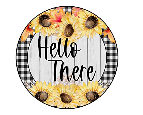 Retro Metall-Blechschild 30,5 x 30,5 cm Hello There Kürbisschild Herbstkranz Schild Herbstkranz Befestigung runder Kranz Schild lustige Wanddekoration nostalgische Kunst Dekor wasserdichte Platte von Cardigirl