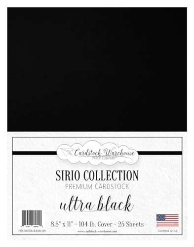 Cardstock Warehouse Sirio Ultra Black – 21,6 x 27,9 cm – 47,2 kg Premium-Kartonpapier, 280 g/m², 25 Blatt von Cardstock Warehouse Paper Company