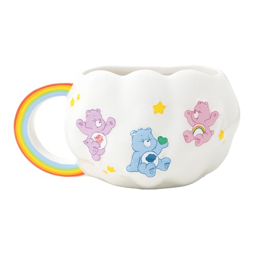 Paladone Glücksbärchis-Tasse in Wolkenform mit Regenbogengriff, offiziell lizenziert, 450 ml, Keramik, für heiße Getränke, Kaffee, Tee, heiße Schokolade, niedlich, Sammlerstück für Retro-Popkulturfans von Paladone