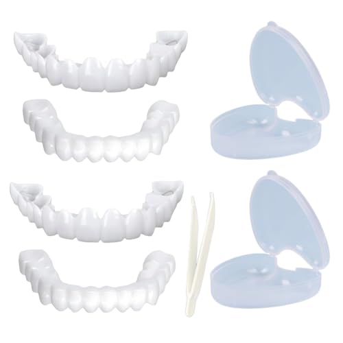 Care Spring 2 Paare Künstliche Zähne Zum Aufstecken Veneers Gefälschte Zähne Oben Und Unten Set Für Zahn Bleaching, Provisorische Zahnersatz Kosmetische Veneers Zähne Für Männer Und Frauen, Naturweiß von Care Spring