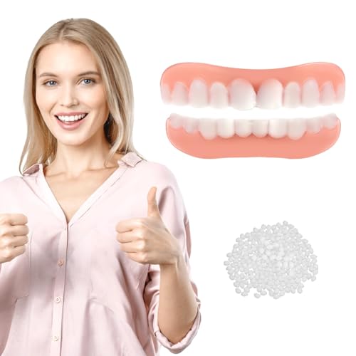Kosmetische Veneers Zähne 2 Paare Zahnersatz Selber Machen Oben Und Unten, Künstliche Zähne Zum Aufstecken Aufhellung Für Männer & Frauen, Zahndefekte Abdecken Und Sofort Perfektes Lächeln von Care Spring