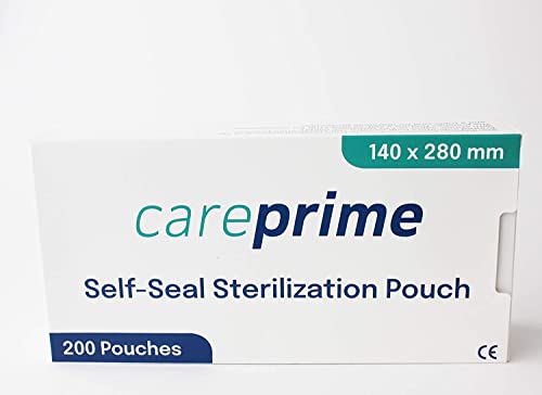 Sterilisationsbeutel | Selbstklebend Steribeutel für Autoklaven 200 Stück (140x280mm) von CarePrime