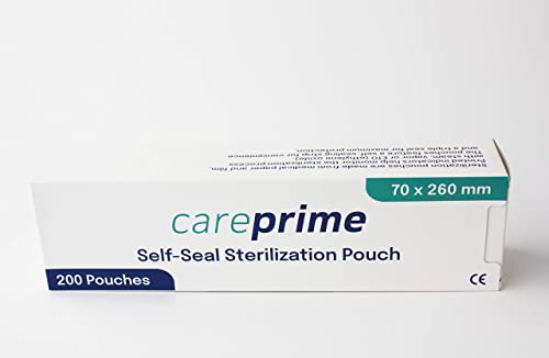 CarePrime Sterilisierbeutel, selbstklebend, für Autoklaven, 70 x 260 mm, 200 Stück von CarePrime