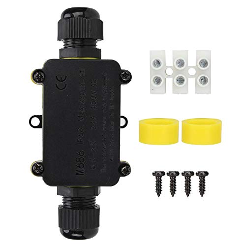 ABS-Kunststoff Staubdicht Wasserdicht IP68 Anschlussdose Extrudierte Industriestruktur Outdoor Universal M686 Schwarz Anschlusskabel mit zwei Kabelanschlüssen für LED Straßenlaterne von Caredy