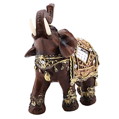 Caredy Elefant Statue Feng Shui Elefantenstatue Glückliche Holzmaserung Thai Elefant Statue Skulptur Reichtum Glück/Figur Geschenk für Wohnkultur, Bürodekoration Geschenk Kristall Sammlung(S) von Caredy