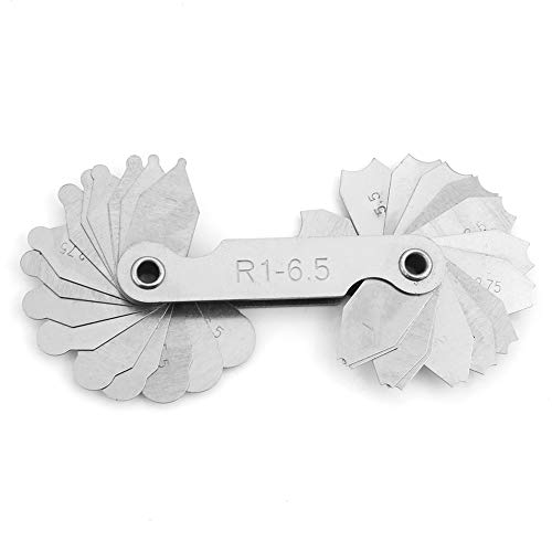 Radius-Messgeräte, 4Pcs Radius-Rundungsmesser Edelstahl-konkaves konvexes Messwerkzeug R0.3-1.5 / R1-6.5 / R7-14.5 / R15-25 von Caredy