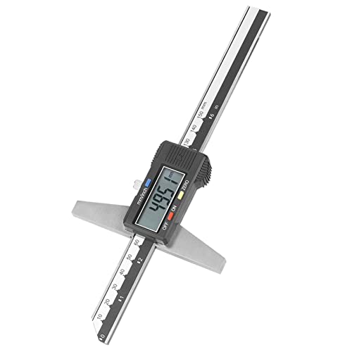 Tiefenmesser, 0-150 mm Hochpräziser digitaler Edelstahl Digitaler Tiefenmessschieber mm/Zoll Messsystem-Umrechnung von Caredy