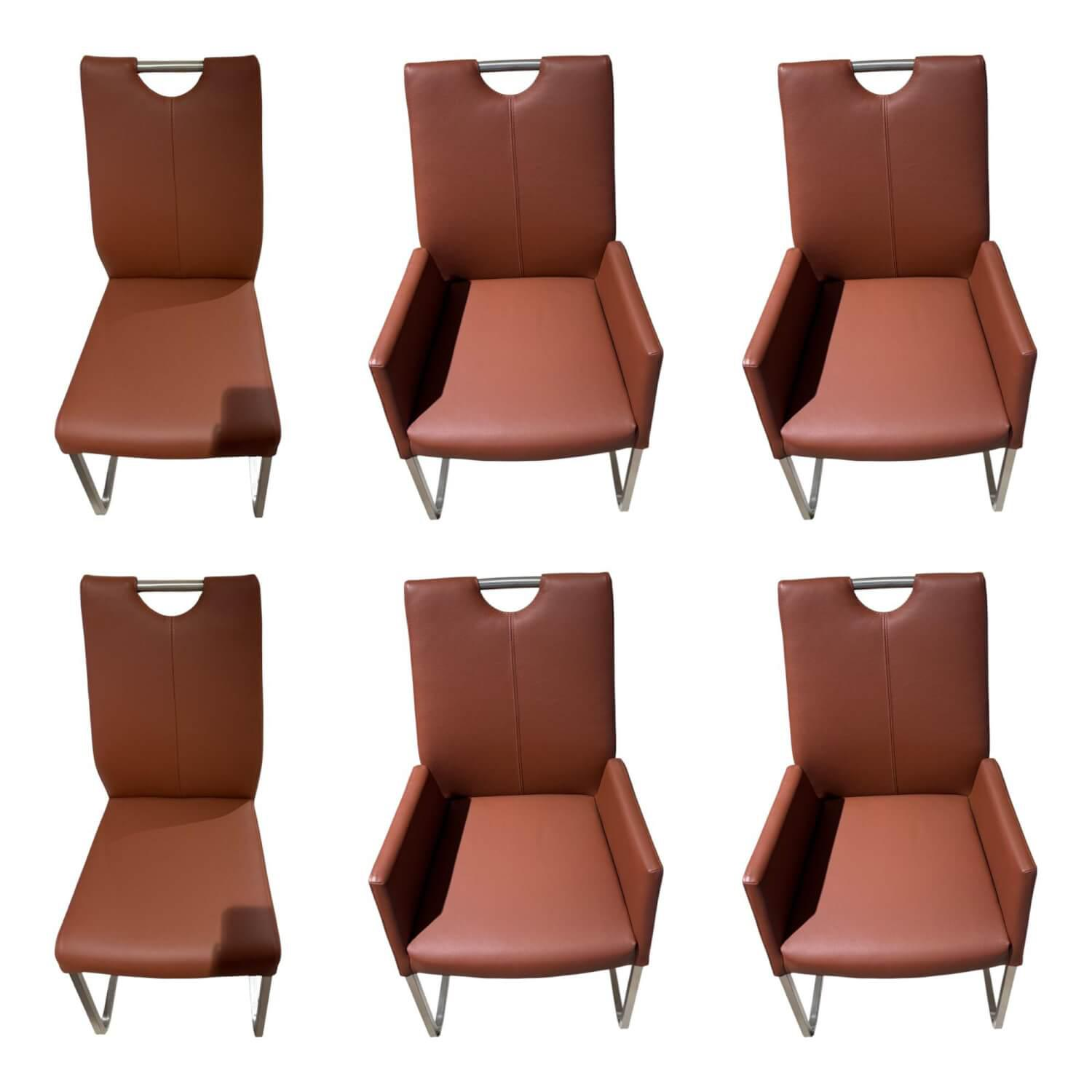 6er Set Stuhl Emma Leder Toledo II Terra Braun Gestell Edelstahl Quadratisch 6er Set Stuhl Emma Leder Toledo II Terra Braun Gestell Edelstahl Quadratisch von Carega Design