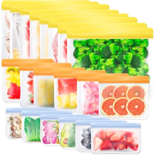20 Stück Gefrierbeutel Wiederverwendbar Silikonbeutel, Silikon Zip Beutel für Aufbewahrung von Gemüse Früchten Snacks Sandwich, Wiederverwendbare Lebensmittel Beutel für die Reise 20 Stück Gefrierbeutel Wiederverwendbar Silikonbeutel, Silikon Zip Beutel für Aufbewahrung von Gemüse Früchten Snacks Sandwich, Wiederverwendbare Lebensmittel Beutel für die Reise von Carehabi
