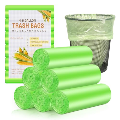 Müllbeutel Biomülltüten 20L 120 Stück Bio Müllbeutel Küchen Biomüllbeutel Reißfest und Wasserdicht Abfall Tüten Biologisch Abbaubar Beutel für Küche, Büro, Wohnzimmer(W50XH60cm,Grün) von Carehabi