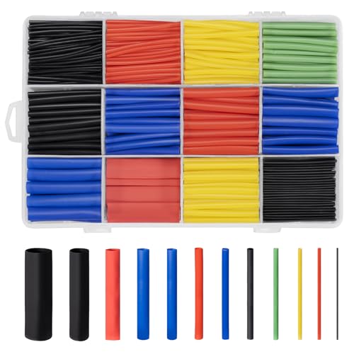 Schrumpfschlauch set, 800 Stück Schrumpfschläuche Wasserdicht Heat Shrink Tube Sortiment Schwarz Blau Rot Gelb Grün 1-13mm für Kabel isolierung Ladekabel von Carehabi