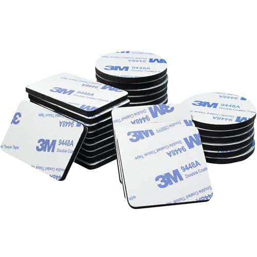 Caremore 30 Stück doppelseitiges Klebeband, extra stark, schwarz, 5 cm x 3 cm x 3 mm (Rechtecke), 4 cm x 4 cm x 3 mm (quadratisch), 4 cm x 4 cm x 3 mm (rund), doppelseitiges Klebeband von Caremore