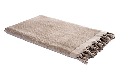 Carenesse 2 in 1 Hamamtuch 90 x 190 cm beige I Zweiseitiges Hamam Handtuch 100% Baumwolle: Glatt & Frottier I Pestemal/Fouta saugfähig & hygienisch I Hamam Strandtuch/Saunahandtuch kompakt von Carenesse