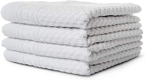 Carenesse 4er Handtücher Set 50 x 100 cm weiß I Premium Hotelqualität 100% Baumwolle Öko-Tex 100 I Handtuch Set mit Waffelmuster & Bordüre I Frottee Handtücher fusselfrei/saugstark/weich von Carenesse