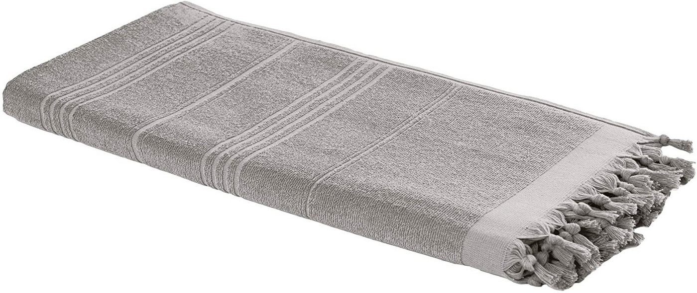 Carenesse Badetuch 2in1 Hamamtuch 90x190 cm grau Saunahandtuch Strandtuch Badetuch, 100% Baumwolle, Zweiseitiges Hamam Handtuch Pestemal Fouta Yogatuch Campingtuch von Carenesse