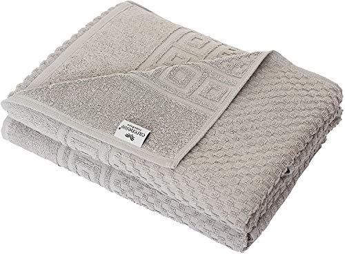 Carenesse 2er Duschtücher Set 70 x 140 cm grau I Premium Hotelqualität 100% Baumwolle Öko-Tex 100 I Handtücher Set mit Waffelmuster & Bordüre I Frottee Handtuch fusselfrei/saugstark/weich von Carenesse