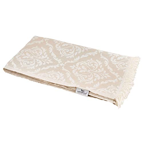 Carenesse Jacquard Hamamtuch Barock 90 x 175 cm beige I Edles Hamam Handtuch 100% saugfähige Baumwolle mit hochwertiger Webung I Pestemal/Fouta weich & zart I Leichtes Hamam Strandtuch kompakt von Carenesse