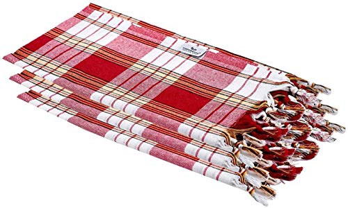 Carenesse Hamamtuch Classic 3er Set 80 x 170 cm I Hamam Handtücher 100% Baumwolle I 3X saugfähiges & schnell trocknendes Pestemal rot kariert I Kompaktes Hamam Strandtuch/Saunahandtuch Bundle von Carenesse