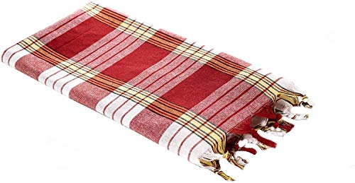 Carenesse Hamamtuch Classic 80 x 170 cm I Hamam Handtuch 100% Baumwolle I Saugfähiges & schnell trocknendes Pestemal/Fouta rot kariert I Hamam Strandtuch/Saunahandtuch mit kleinem Packmaß von Carenesse