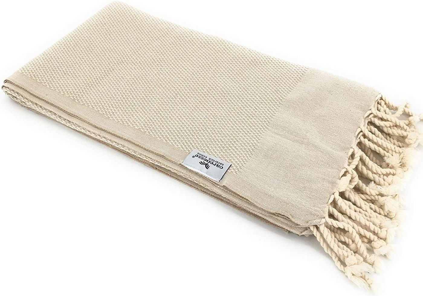 Carenesse Hamamtuch Favo 90 x 170 cm beige I Hamam Handtuch Baumwolle mit Pepita Muster, Baumwolle (1-St), Pestemal Fouta Hamam Strandtuch Beachtowel Couchdecke Sofadecke Schal von Carenesse