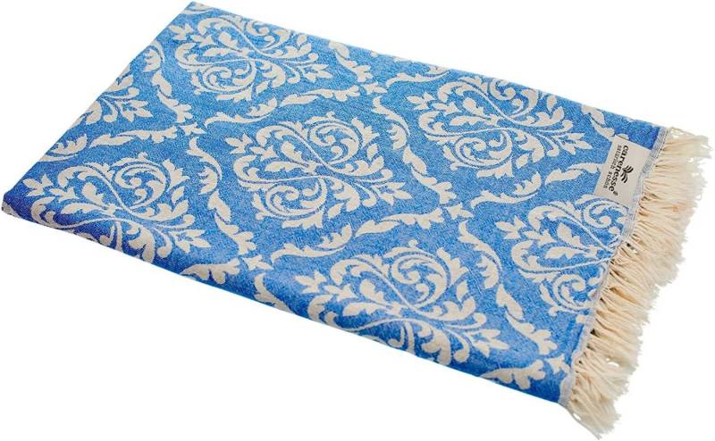 Carenesse Hamamtuch Barock blau 90 x 175 cm, leichtes Pestemal Fouta Handtuch Saunatuch, Baumwolle (1-St), Strandtuch aus 100% Baumwolle Badedecke Tischdecke Dekodecke von Carenesse