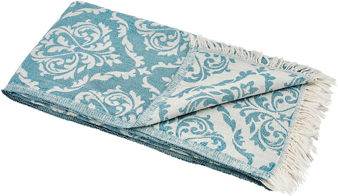 Carenesse Hamamtuch Barock 90x175 cm petrol, Strandtuch Fouta Saunatuch Pestemal Dekodecke, Baumwolle (1-St), Handtuch 100% saugfähige Baumwolle weich & zart Sommerplaid Badedecke von Carenesse