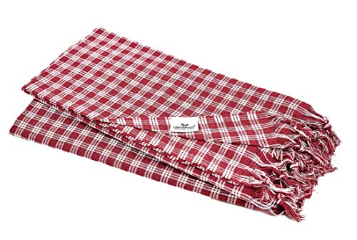 Carenesse Hamamtuch Karo 2er Set 80 x 170 cm I Hamam Handtücher 100% Baumwolle I 2X saugfähiges & schnell trocknendes Pestemal Bordeaux kariert I Kompaktes Hamam Strandtuch/Saunahandtuch Bundle von Carenesse