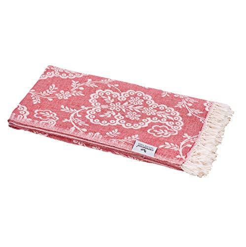 Carenesse Jacquard Hamamtuch Paisley 90 x 175 cm rot I Edles Hamam Handtuch 100% saugfähige Baumwolle mit hochwertiger Webung I Pestemal/Fouta weich & zart I Leichtes Hamam Strandtuch kompakt von Carenesse