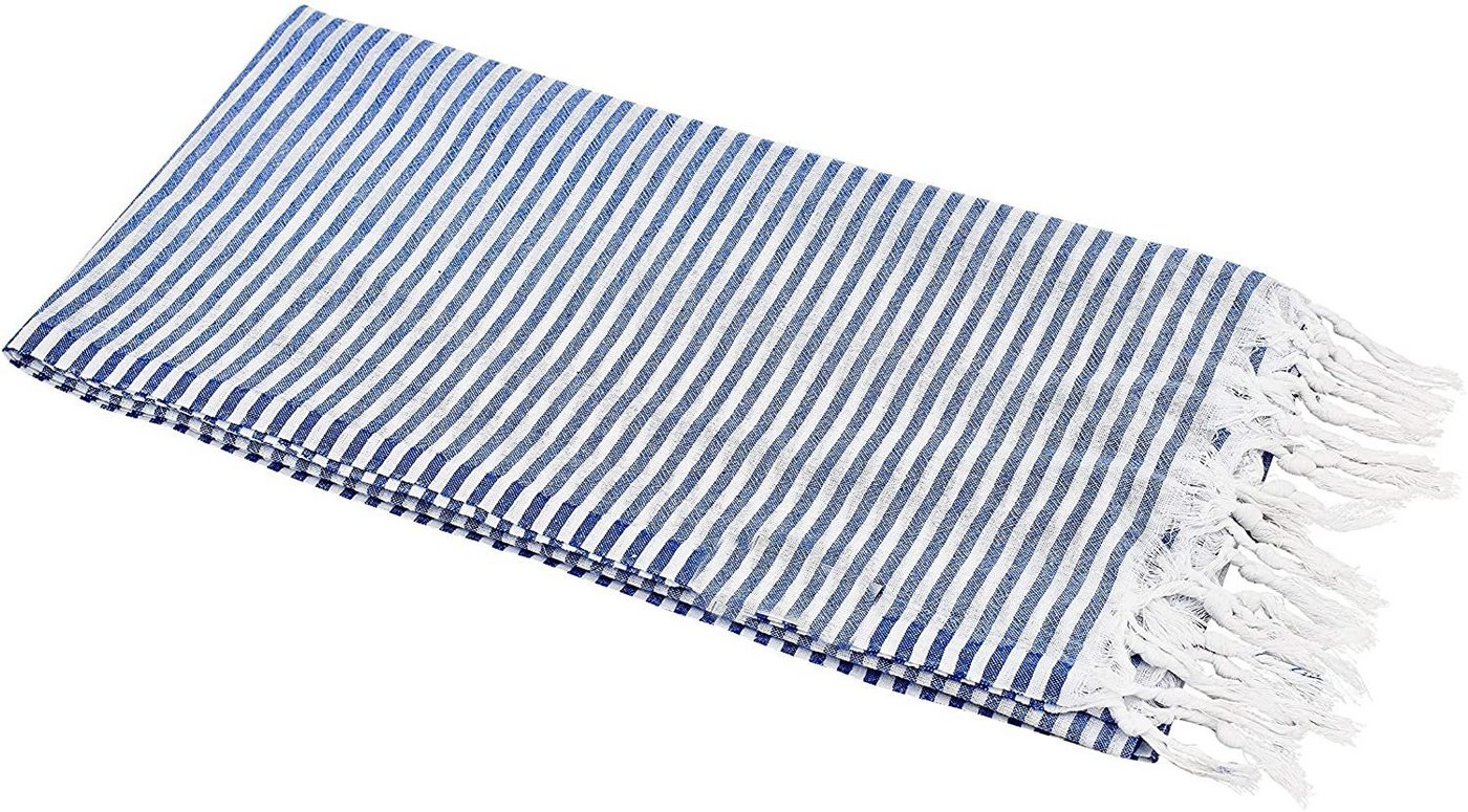 Carenesse Hamamtuch Streifen blau 90 x 180 cm leichtes Handtuch Pestemal Fouta Strandtuch, Baumwolle, sehr leichtes Hamam Handtuch extrem kleines Packmaß für Backpacker von Carenesse
