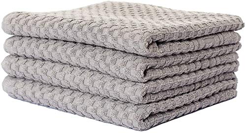 Carenesse 4er Handtücher Set 50 x 100 cm grau I Premium Hotelqualität 100% Baumwolle Öko-Tex 100 I Handtuch Set mit Waffelmuster & Bordüre I Frottee Handtücher fusselfrei/saugstark/weich von Carenesse