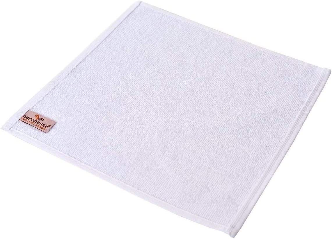 Carenesse Seiftuch 30x30 cm weiß, 6-er Pack Gesichtstuch Babytuch Gästetuch Minitowel, 100% Baumwolle fusselfrei saugstark weich Mini Handtuch Toilettentuch von Carenesse