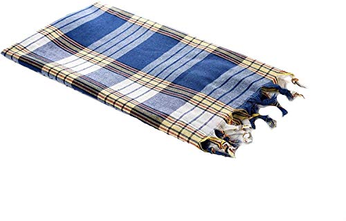 Carenesse Hamamtuch Classic 80 x 170 cm I Hamam Handtuch 100% Baumwolle I Saugfähiges & schnell trocknendes Pestemal/Fouta blau kariert I Hamam Strandtuch/Saunahandtuch mit kleinem Packmaß von Carenesse