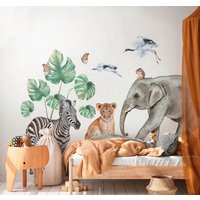 Safari Dschungel Tiere Wandtattoo Für Kinderzimmer Oder Kinderzimmer, Tier Dekor, Aufkleber, Spielzimmer Wandkunst von CarettaBayStore