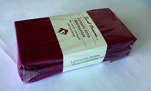 Spannbettlaken 2 Quadrate Bordeaux 180 x 200 + 25 cm von Cargo Import