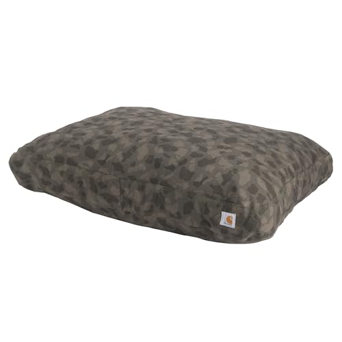 Carhartt Firm Duck Hundebett, strapazierfähiges Canvas-Haustierbett mit wasserabweisender Schale, Asphalt Ente Camo, groß von Carhartt