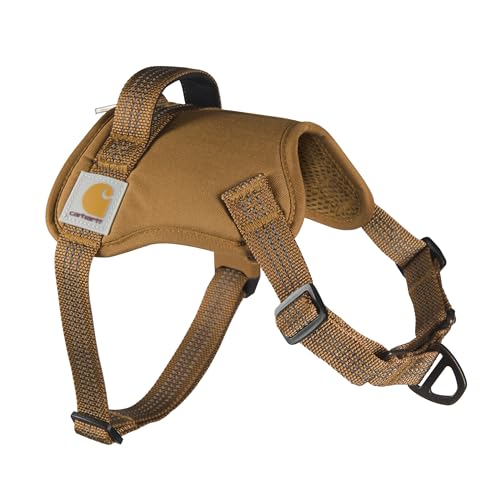 Carhartt Nylon-Ente, kein Ziehen, voll verstellbares Hundegeschirr mit schnell kontrollierbarem Griff und reflektierenden Akzenten, Carhartt Brown, Größe S von Carhartt
