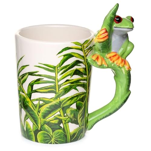 Caribou Living Grüner Baum Frosch Griff Keramik Neuheit Tasse Tasse Tasse 380 ml für Heißgetränke Tee Kaffee heiße Schokolade von Caribou Living