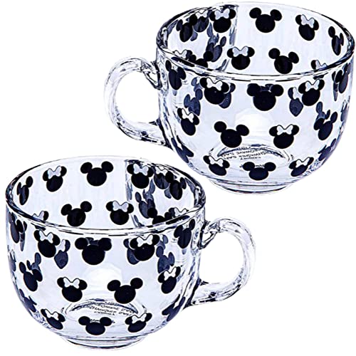 Disney Minnie Mickey Cappuccino-Tasse aus klarem Glas, für Tee, Kaffee, heiße Schokolade, 2 Stück von Caribou Living