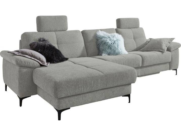 Ecksofa 3C CARINA Burnaby bequem und modern, OTTOs Choice, L-Form , grau (hellgrau), B:296cm H:87cm T:162cm, Sofas, 2 Kopfstützen, optional mit Schlaf- und motorischer Relaxfunktion von Carina-Polstermöbel