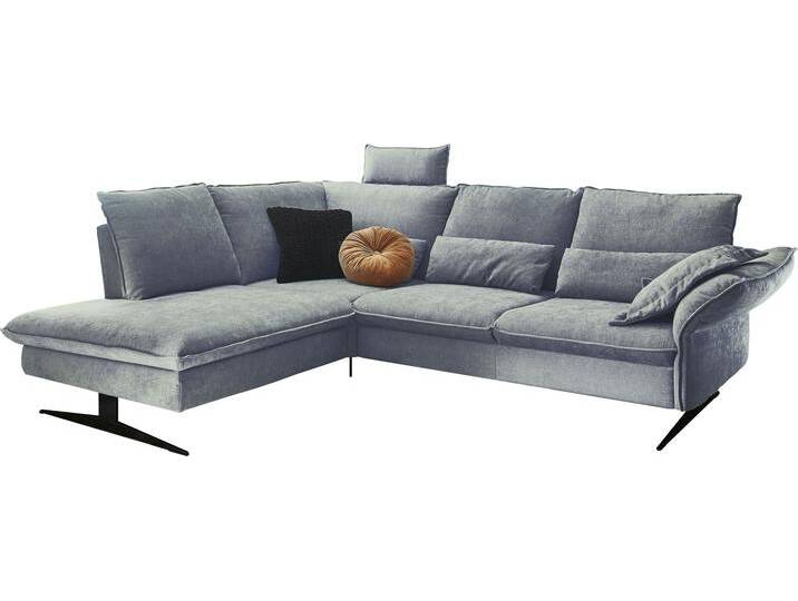 Ecksofa 3C CARINA Haya Design Funktionssofa, Tonnentaschen-Federkern, L-Form , blau (petrol), B:273cm H:94cm T:210cm, Struktur (85% Polyester, 15% Nylon), Struktur weich (85% Polyester, 15% Nylon), Sofas, incl. 2 Kopfstützen, mit klappbarer Armlehne, weiches Sitzgefühl von Carina-Polstermöbel