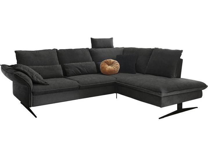 Ecksofa 3C CARINA Haya Design Funktionssofa, Tonnentaschen-Federkern, L-Form , schwarz, B:273cm H:94cm T:210cm, Struktur (85% Polyester, 15% Nylon), Struktur weich (85% Polyester, 15% Nylon), Sofas, incl. 2 Kopfstützen, mit klappbarer Armlehne, weiches Sitzgefühl von Carina-Polstermöbel