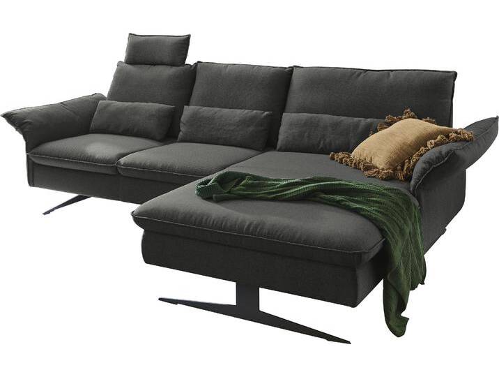 Ecksofa 3C CARINA Haya modernes Funktionssofa, Tonnentaschen-Federkern, L-Form , grau (stone), B:290cm H:94cm T:108cm, Flachgewebe (100% Polyester), Struktur weich (16% Baumwolle, 79% Polyester, 5% Polyacryl), Sofas, incl. 2 Kopfstützen, manuelle Sitztiefenverstellung für mehr Komfort von Carina-Polstermöbel