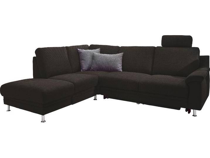 Ecksofa 3C CARINA Korfu L-Form , braun (mocca), B:252cm H:91cm T:208cm, Chenille Easy care (100% Polyester), Struktur (100% Polyester), Sofas, incl.- 1 Kopfstütze, wahlweise mit Schlafunktion und Stauraum von Carina-Polstermöbel