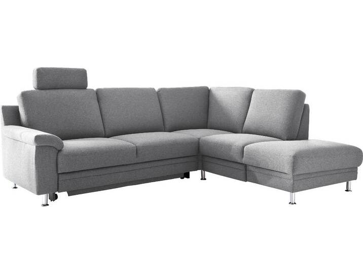 Ecksofa 3C CARINA Korfu L-Form , grau, B:252cm H:91cm T:208cm, Chenille Easy care (100% Polyester), Struktur (100% Polyester), Sofas, incl.- 1 Kopfstütze, wahlweise mit Schlafunktion und Stauraum von Carina-Polstermöbel